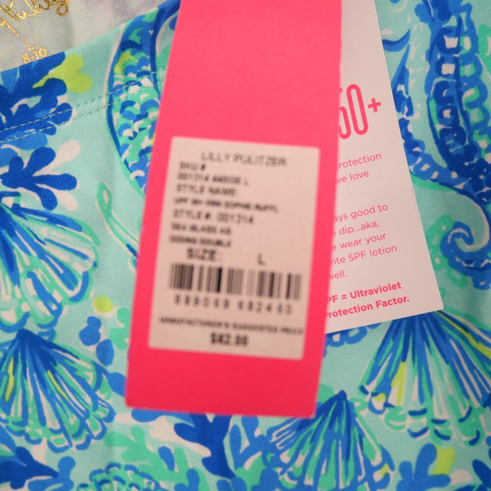 Lilly Pulitzer Girl's Large Dress Mini Sophie Ruffle Sea Glass Seeing Double NEW - Picture 8 of 12